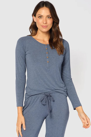 Organic Bamboo Long Sleeve Nursing Henley Top